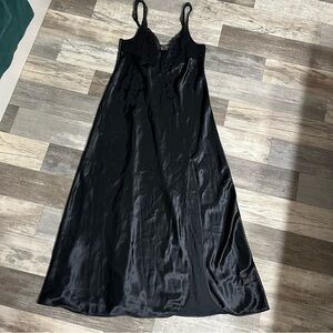 Victoria's Secret black silky maxi lingerie slip dress